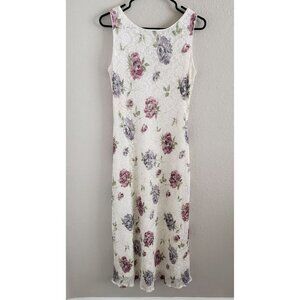 Shar Ade Women's Size 12 Lace Floral Maxi Dress Fully lined Classic Feminine